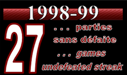 Tied record - 27 consecutives games, undefeated streak (1998-99)
